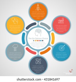 Six options vector infographic template.