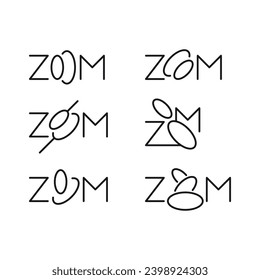 six options zoom logo. zoom logo set