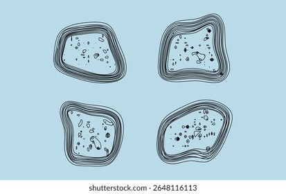 Six Organic Topographic Line Patterns for Data Density Visualization.