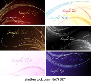 six of the original business cards with subtle, detailed feather.