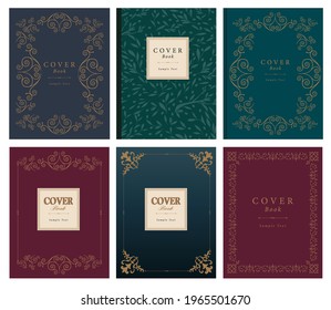 Six ornamental old frames. Antique cover book. Vintage style. Vector Illustration