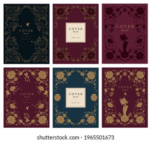 Six ornamental old frames. Antique cover book. Vintage style. Vector Illustration