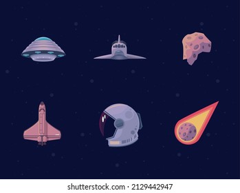 six outer space set icons