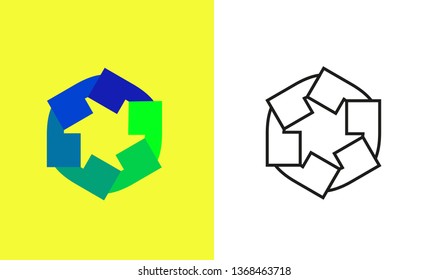 six overlapping colorful commas and its lines vector design