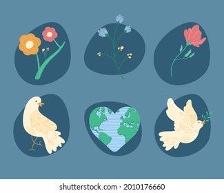 six pacifism world set icons