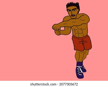 six pack abs body builder boxer coloured man 