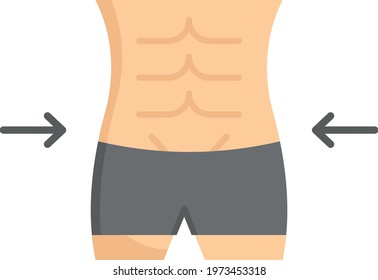 Six Pack Abs Concept, athlete belly waist Vector color Icon Design, Gym Fitness symbol on white background, Workout exercise equipment stock illustration