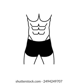 Six Pack Abs Gym Workout. Vector Icon.