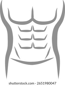 Six pack abs healthy workout gym body vector icon symbol logo. Gray color line