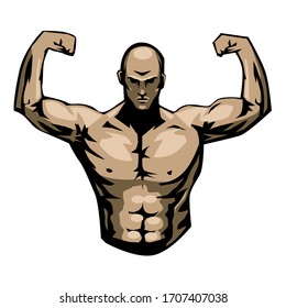 six pack man flexing muscle