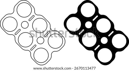 six pack rings or six pack yokes icon set