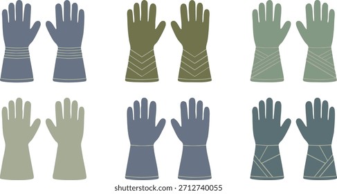 Seis pares de guantes en varios estilos y Colores para diferentes usos