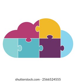 Six Part Cloud Puzzle Infographic
