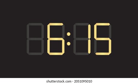 seis pasadas quince de la mañana - planilla de oro de lujo reloj digital vector eps 10