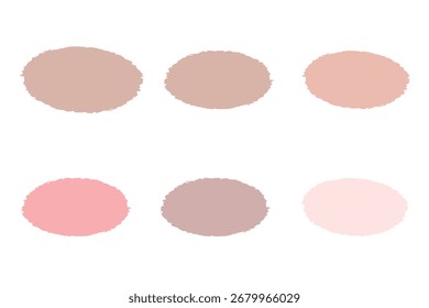 Seis círculos de colores pastel con bordes ásperos sobre fondo transparente de Vector blanco.