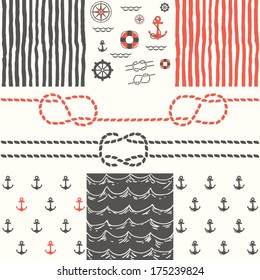 Six patterns of marine symbols. Use to create quilting patches or backgrounds for various craft projects. 