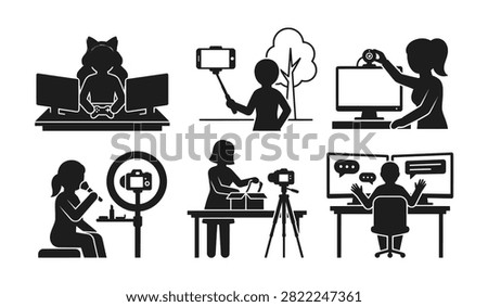 Six people creating digital content at home
