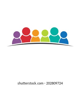 Six People Friends. Group Of Persons. Vector Icon