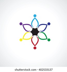 six people icon. people friends logo concept vector icon. this icon also represents friendship, partnership cooperation unity,