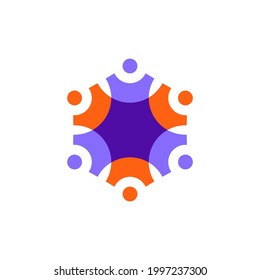 six people overlapping family team work diversity logo vector icon illustration