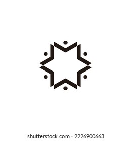 Six people, team work geometric symbol simple logo vector