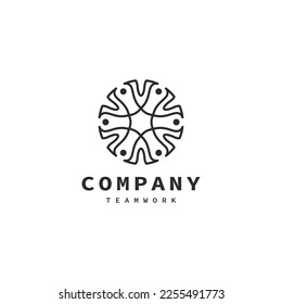 six people teamwork logo design illustration
