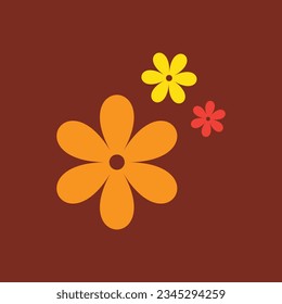 six petal beautiful flowers isolated on maroon color background
