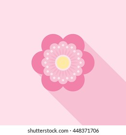 six petals pink flower icon, use for logo, symbol and pattern design