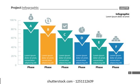 Six phase percentage process chart design. Element of chart, graph, diagram. Concept for presentation, annual report, infographic. Can be used for topics like business, strategy, progress