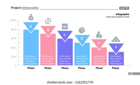 Six phase percentage process chart design. Element of chart, graph, diagram. Concept for presentation, annual report, infographic. Can be used for topics like business, strategy, progress