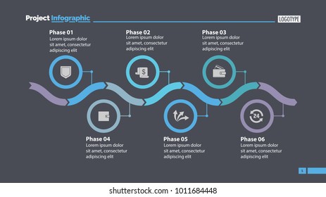 Six phase process chart slide template design