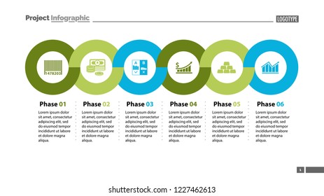 Six Phases Timeline Slide Template. Business Data. Graph, Chart, Design. Creative Concept For Infographic, Report. Can Be Used For Topics Like Money, Finances, Economics