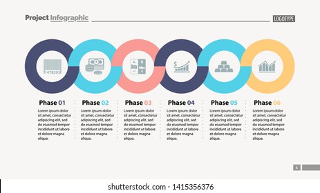 Six Phases Timeline Slide Template. Business Data. Graph, Chart, Design. Creative Concept For Infographic, Report. Can Be Used For Topics Like Money, Finances, Economics