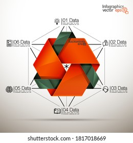 Presentación de la infografía redonda de seis piezas de rompecabezas plano. diagrama de negocios de círculo de 6 pasos. Seis secciones comparan banner de servicio. Forma de plantilla de ilustración de vector. 3.d Antecedentes abstractos