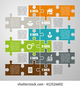 Six piece flat puzzle round infographic presentation. 6 step circle business diagram. Six section compare service banner. Vector illustration template shape . 3d Abstract Background