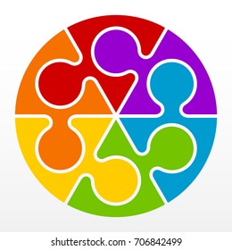 Six piece flat puzzle round infographic presentation. 6 step circle business diagram. Six section compare service banner. Vector illustration template shape . 3d Abstract Background