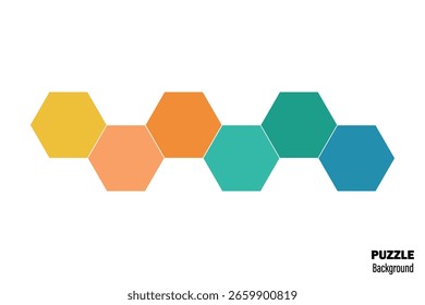 Six pieces puzzle infographic. Puzzle pieces vector set. Puzzle jigsaw on white background. Set of puzzle pieces. Vector illustration
