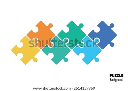Six pieces puzzle infographic. Puzzle pieces vector set. Puzzle jigsaw on white background. Set of puzzle pieces. Vector illustration