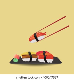 six pieces of sushi 