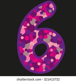 six pink button on black background