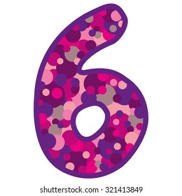 six pink button on white background