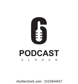 Six Podcast Logo Design Template