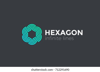 Six Point looped infinite Star Logo abstract design vector template Linear style.
Infinity Loop technology neon Hexagon Logotype. Social Teamwork concept icon.