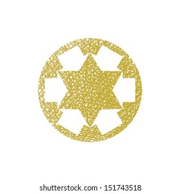 Six point star created with arrows, vector symbol with hand drawn lines texture.