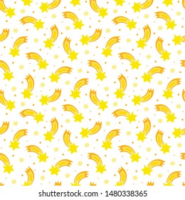 six point stars seamless yellow pattern on white background