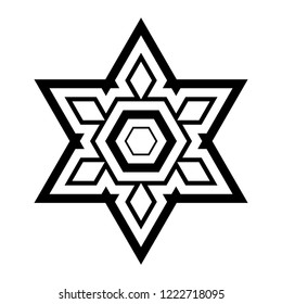 Six pointed star in black and white