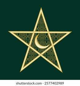 Six Pointed Star in gold with white  Style vector icon