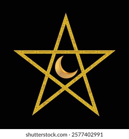 Six Pointed Star in gold with white  Style vector icon