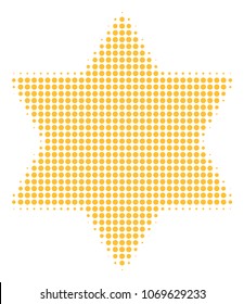 Six Pointed Star halftone vector icon. Illustration style is dotted iconic Six Pointed Star icon symbol on a white background. Halftone matrix is round blots.