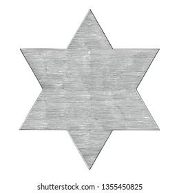 Six pointed Star hand draw vintage style black and white clip art isolated on white background